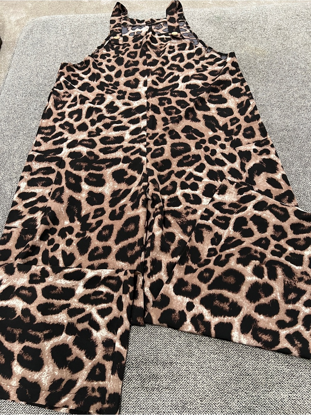 Women’s Leopard Print Lounging Overalls - Brown and Black